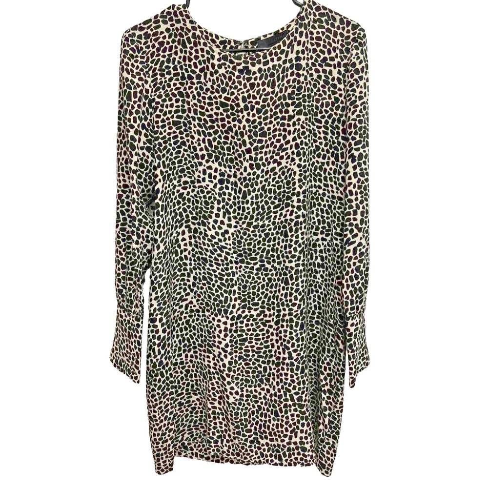 Nili Lotan Dress Women Animal Print Shift Silk Knee Casual Leopard L A000654